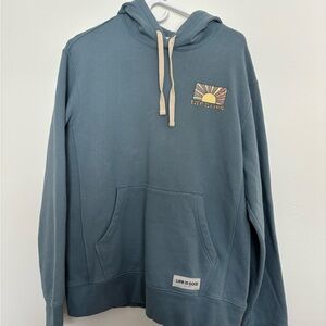 Life Is Good Men's Blue Hoodie with Sunburst Logo